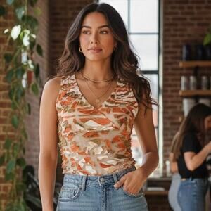 Vintage Y2K Moa Moa Sheer Mesh Tank Top with Edgy Shredded Appliques